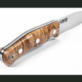Casstrom No.10 SFK, Stabilized Curly Birch, Stainless, Leather