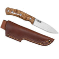 Casstrom No.10 SFK, Stabilized Curly Birch, Stainless, Leather