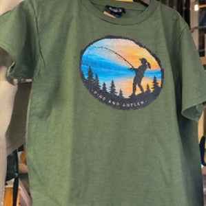 Pine and Antler "Sunrise Angler" YOUTH T-Shirt